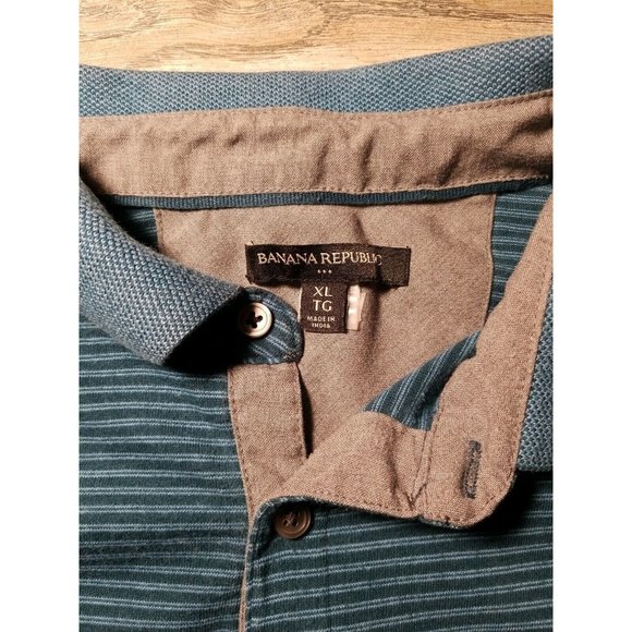 Banana Republic Mens XL Short Sleeve Polo Cotton Blend Summer Casual Light Blue - Picture 7 of 9